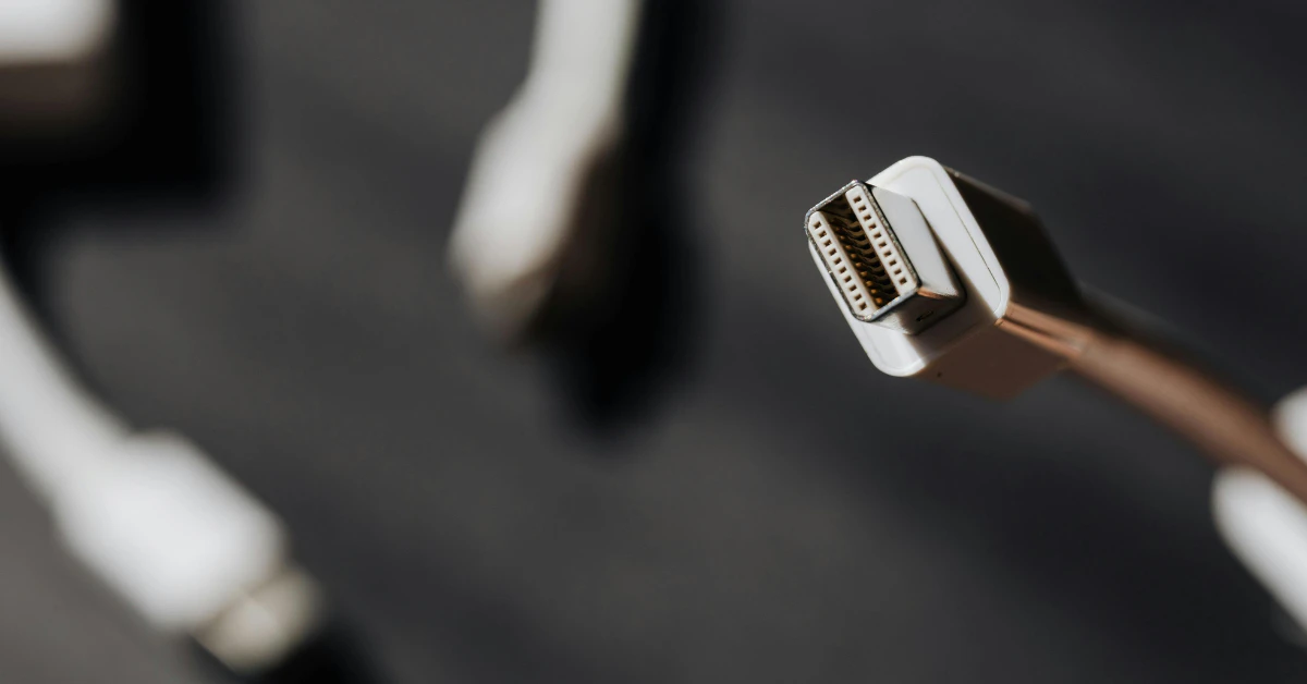 USB connector plugged into device closeup