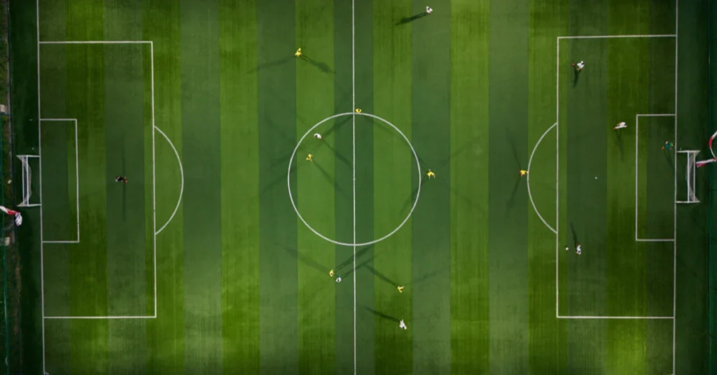 Aerial view comparing football field to acreage