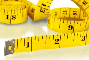 Ruler showing 8 inches measurement close up