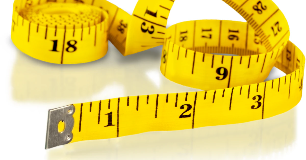 Ruler showing 8 inches measurement close up