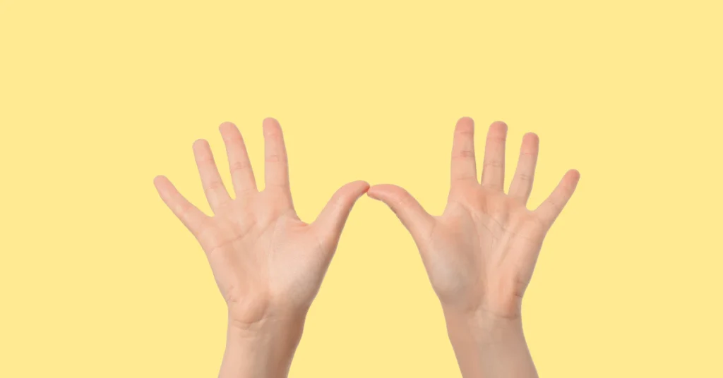 Hand span stretched to measure 8 inches