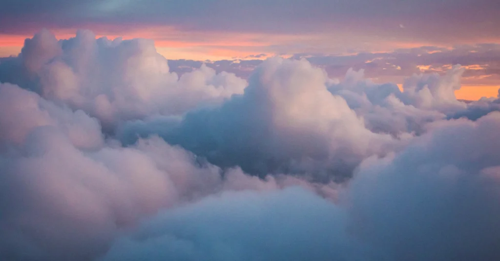 Water droplets and ice crystals forming a cloud in the sky