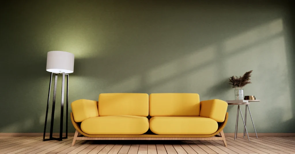Tall floor lamp in modern living room