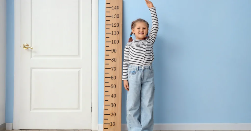Height measurement chart on wall