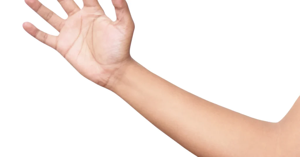 Open hand and forearm stretched out